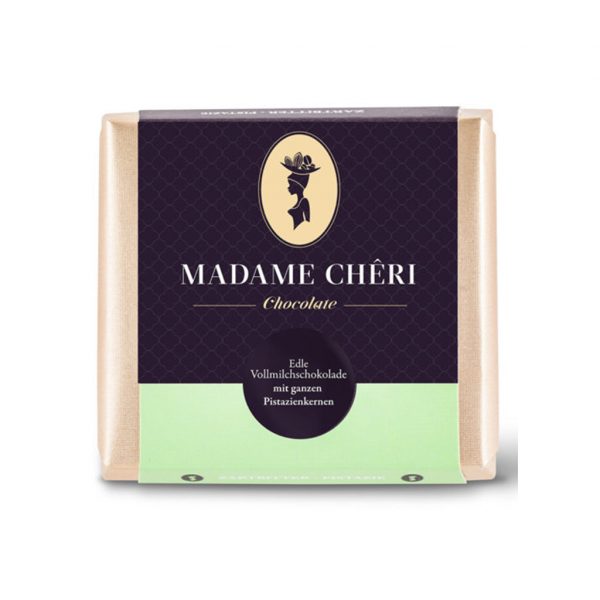 Madame Chêri Vollmilch-Schokolade mit ganzen Pistazienkernen