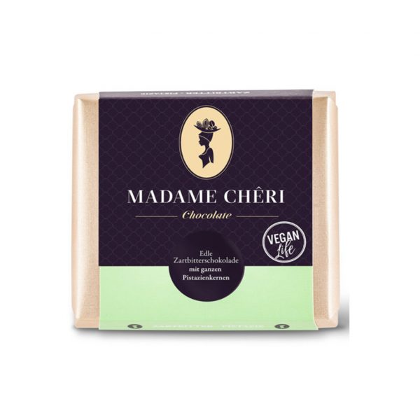 Madame Chêri Zartbitter-Schokolade mit ganzen Pistazienkernen